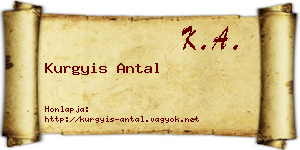 Kurgyis Antal névjegykártya